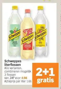 Albert Heijn Schweppes literflessen aanbieding