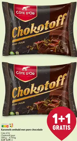 Delhaize Côte d'or karamels omhuld met pure chocolade aanbieding