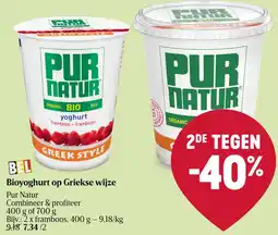 Delhaize Pur Natur Bioyoghurt op Griekse wijze aanbieding