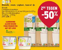 Delhaize Biomelk, -room, -yoghurt, -kaas of -ijs aanbieding