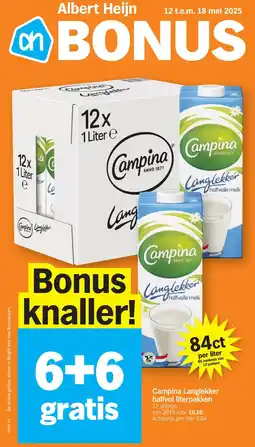 Albert Heijn Campina Langlekker halfvol literpakken aanbieding