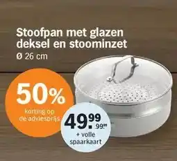 Albert Heijn Stoofpan met glazen deksel en stoominzet aanbieding