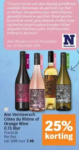 Albert Heijn Ann Vermeersch Côtes du Rhône of Orange Wine 0.75 liter aanbieding