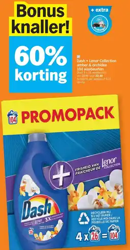 Albert Heijn Dash + Lenor Collection amber & orchidee 104 wasbeurten aanbieding