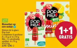 Delhaize Biosorbet op een stokje maison de la glace pop fruit aanbieding