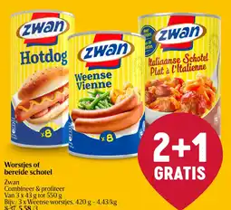 Delhaize Zwan Worstjes of bereide schotel aanbieding