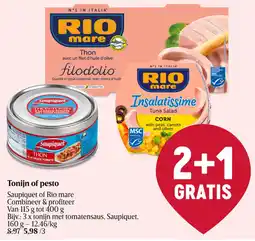 Delhaize Tonijn of pesto Saupiquet of Rio mare aanbieding