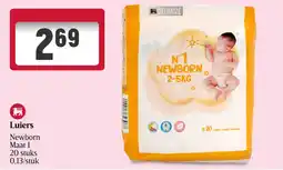 Delhaize Luiers Newborn Maat 1 aanbieding