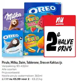 Jumbo Pirulo, Milka, Daim, Toblerone, Oreo en Kaktus ijs aanbieding