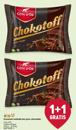 Delhaize Karamels omhuld met pure chocolade aanbieding