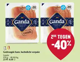 Delhaize Gedroogde ham, luchtdicht verpakt aanbieding