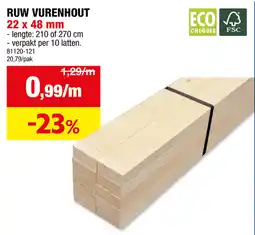 Hubo Ruw Vurenhout aanbieding