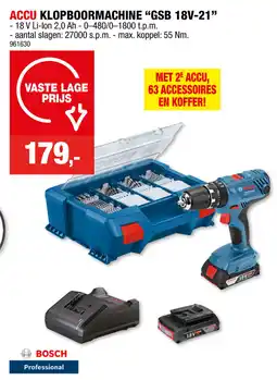Hubo Accu Klopboormachine ''GSB 18V-21'' aanbieding