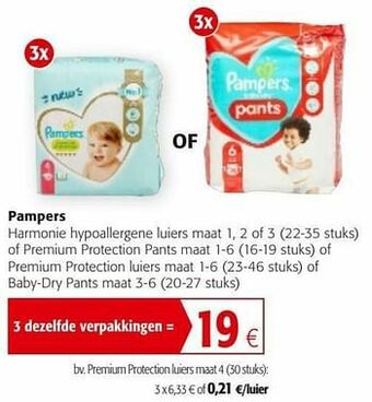 Colruyt Pampers premium protection luiers maat 4 aanbieding