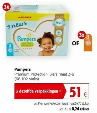 Colruyt Pampers premium protection luiers maat 5 aanbieding