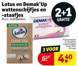 Kruidvat Lotus en Demak'Up wattenschijfjes en -staafjes aanbieding