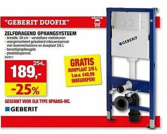 Hubo Zelfdragend ophangsysteem geberit duofix aanbieding