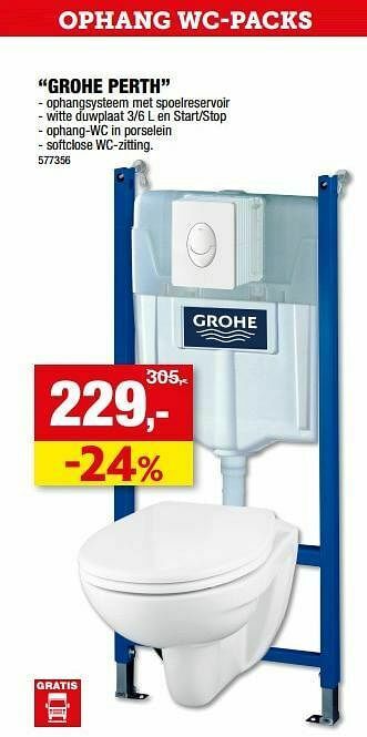 Hubo Ophang wc-pack grohe perth aanbieding