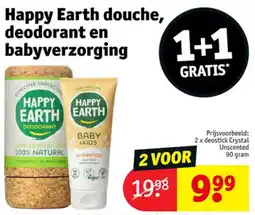 Kruidvat Happy Earth douche, deodorant en babyverzorging aanbieding