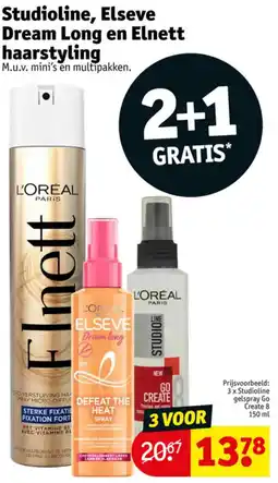 Kruidvat Studioline, Elseve Dream Long en Elnett haarstyling aanbieding