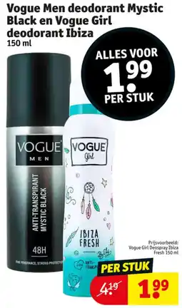 Kruidvat Vogue Men deodorant Mystic Black en Vogue Girl deodorant Ibiza aanbieding