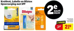 Kruidvat Kruidvat, Labello en Blistex lipverzorging met SPF aanbieding