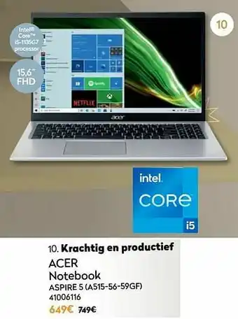 Krëfel Acer notebook aspire 5 a515-56-59gf aanbieding