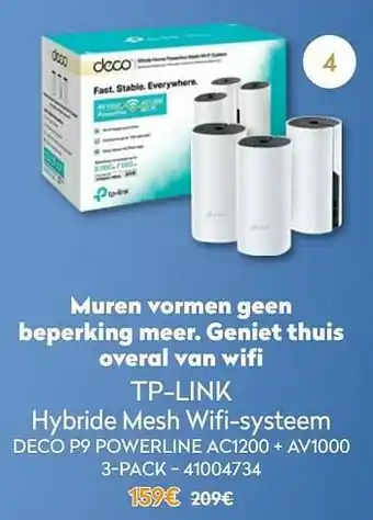 Krëfel Tp-link hybride mesh wifi-systeem deco p9 powerline ac1200 + av1000 aanbieding