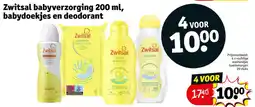 Kruidvat Zwitsal babyverzorging 200 ml, babydoekjes en deodorant aanbieding