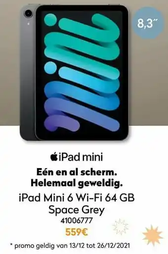 Krëfel Apple ipad mini 6 wi-fi 64 gb space grey aanbieding