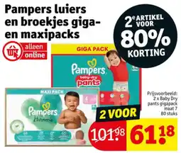 Kruidvat Pampers luiers en broekjes giga en maxipacks aanbieding