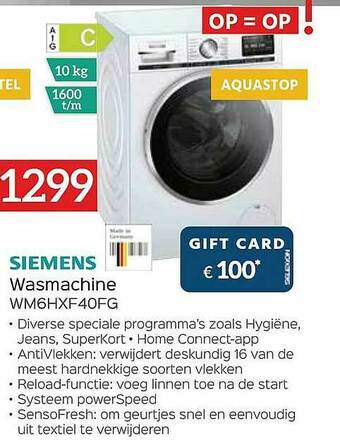 Selexion Siemens Wasmachine aanbieding