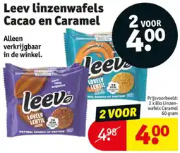 Kruidvat Leev linzenwafels Cacao en Caramel aanbieding