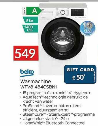 Selexion Beko Wasmachine aanbieding