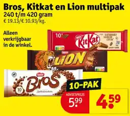 Kruidvat Bros, Kitkat en Lion multipak aanbieding