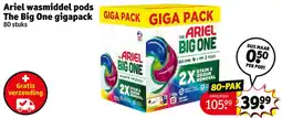 Kruidvat Ariel wasmiddel pods The Big One gigapack aanbieding
