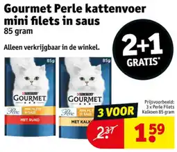 Kruidvat Gourmet Perle kattenvoer mini filets in saus aanbieding