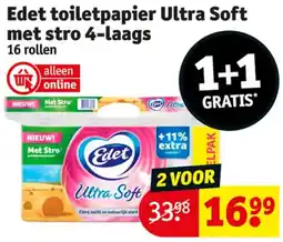 Kruidvat Edet toiletpapier Ultra Soft met stro 4-laags aanbieding