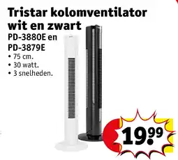 Kruidvat Tristar kolomventilator wit en zwart aanbieding