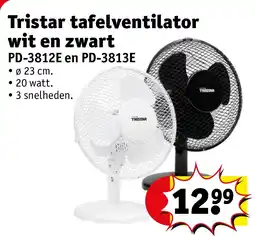 Kruidvat Tristar tafelventilator wit en zwart aanbieding
