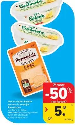Carrefour Gamma boter Balade en kaas in sneetjes Passendale aanbieding