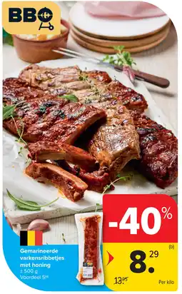Carrefour Gemarineerde varkensribbetjes met honing aanbieding