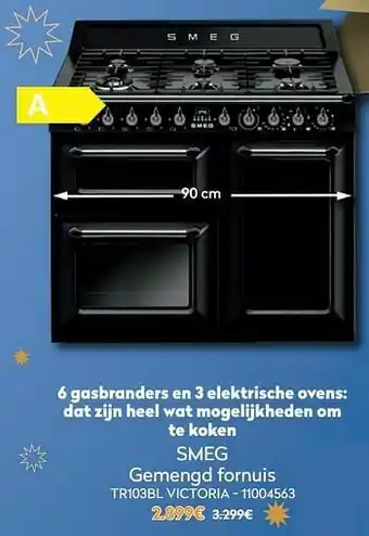 Smeg gemengd fornuis tr103bl victoria