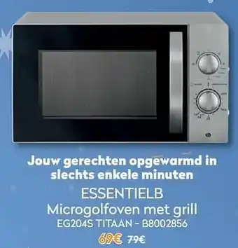 Essentielb microgolfoven met grill eg204s titaan