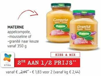 Spar Colruyt Materne appelcompote -mousseline of -granité aanbieding