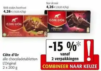 Colruyt Côte d’or alle chocoladetabletten l’original aanbieding