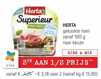 Spar Colruyt Herta gekookte ham aanbieding