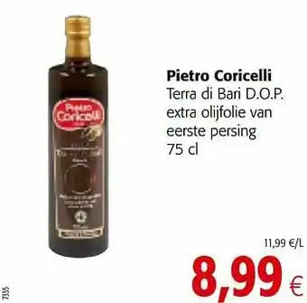 Colruyt Pietro coricelli terra di bari d.o.p. extra olijfolie van eerste persing aanbieding