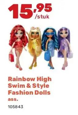 Happyland Rainbow High Swim & Style Fashion Dolls ass aanbieding