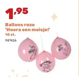 Happyland Ballons roze 'Hoera een meisje!' 10 st aanbieding